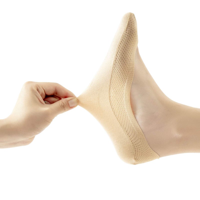 Jarseen 4 Pairs No Show Liner Socks Women's Low Cut Cotton Nylon Boat Invisible Hidden Socks Non-Slip for Flats (Shoe Size 9-11, Mesh 2Black+2Nude) - Image 2